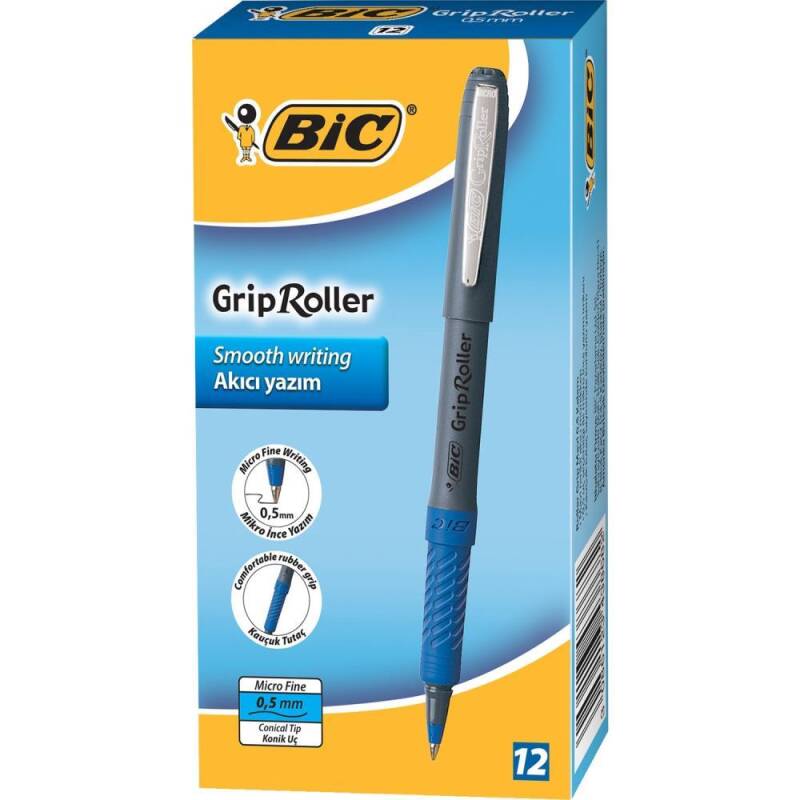 Bic Roller Glide Grip 0.5 Mavi Roller Kalem 12'Li Kutu - 1