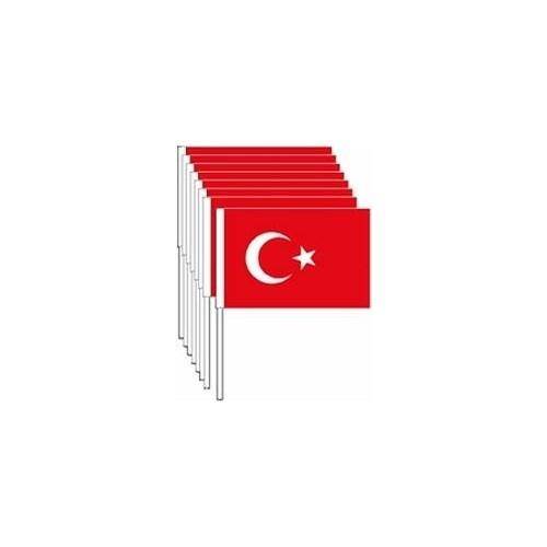 Buket Türk Bayrağı Battal Boy Sopalı 50 Li Paket 20x30cm (Kağıt Malzeme) - 1