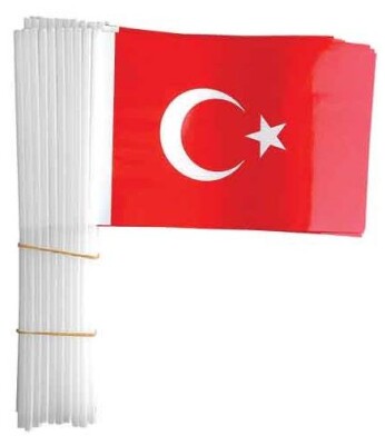 Buket Türk Bayrağı Battal Boy Sopalı 50 Li Paket 20x30cm (Kağıt Malzeme) - 2