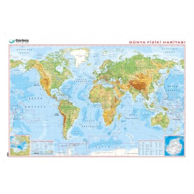 Dünya Haritası Fiziki ve Siyasi 70x100cm Çift Taraflı - 1