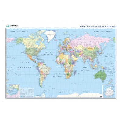 Dünya Haritası Fiziki ve Siyasi 70x100cm Çift Taraflı - 2
