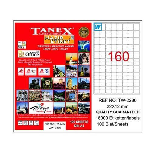 Etıket Laser 22X12 (160X100=16000)Tanex (2280) - 1