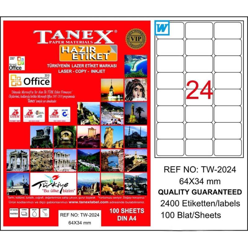 Etıket Laser 64X34 (24X100=2400)Tanex (2024) - 1