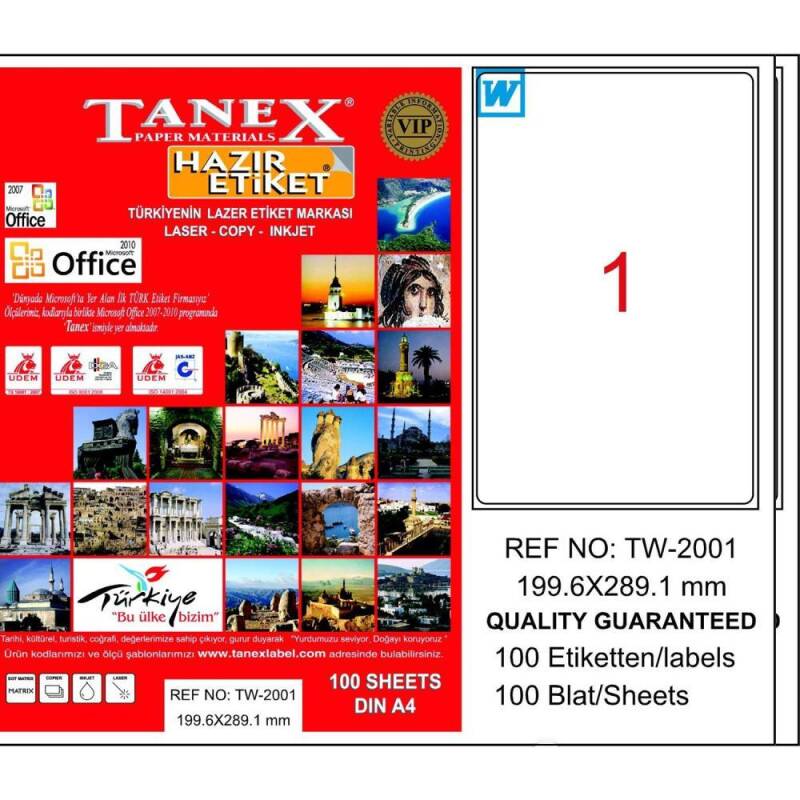 TANEX LASER ETİKET TW-2001 199.6 X 289.1 MM - 1