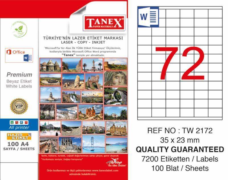 Tanex Laser Etiket Tw-2172 35 X 23 Mm - 1