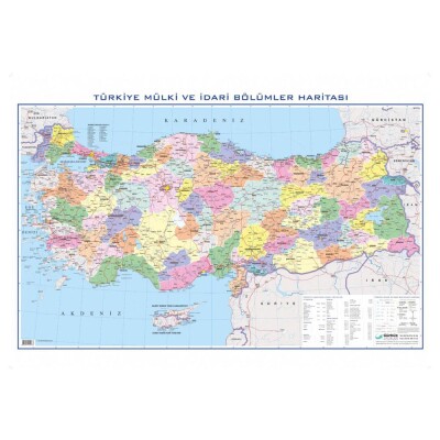 Türkiye Haritası Fiziki ve Siyasi 70x100cm Çift Taraflı - 2